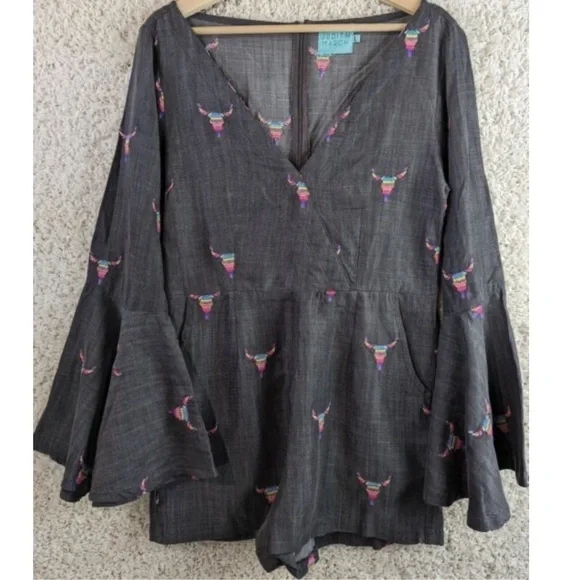 Anthropologie Judith March Chambray Romper Shorts sz L NEW Size L NEW #C416 - Picture 13 of 13